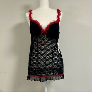 Linea Donatella Sheer Black Lace Lingerie Nightgown NWT | Size L